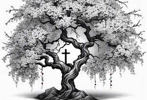 Cherry tree wrapped around a cross tattoo idea