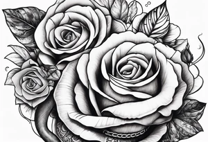 snake wrapped around my arm with one money flower and one rose flower tattoo idea
