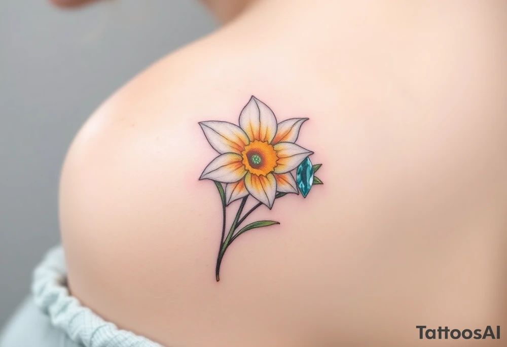 daffodil and the jonquil aquamarine stone tattoo idea