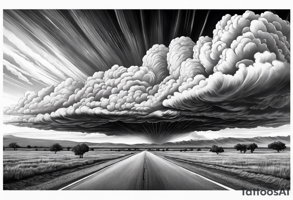 beautiful supercell cloud in vast open Texas lands tattoo idea