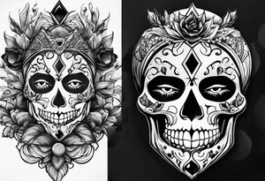 Spooky gem stones with face tattoo idea