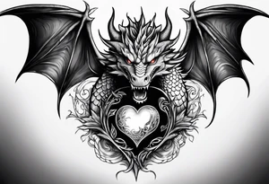 Dragon protecting a heart tattoo idea