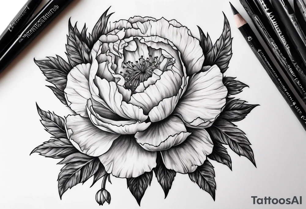 Moon and carnation tattoo idea