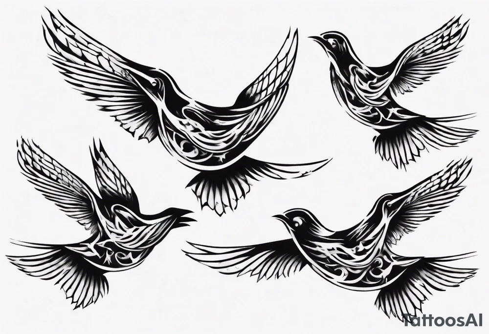 Three birds flying different sizes tattoo idea