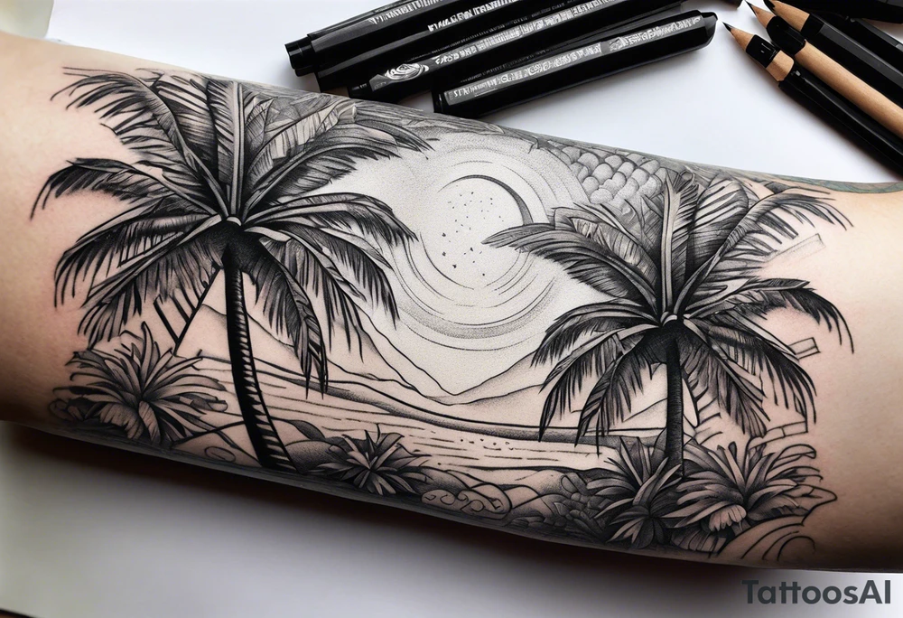 Palm trees, money tattoo idea