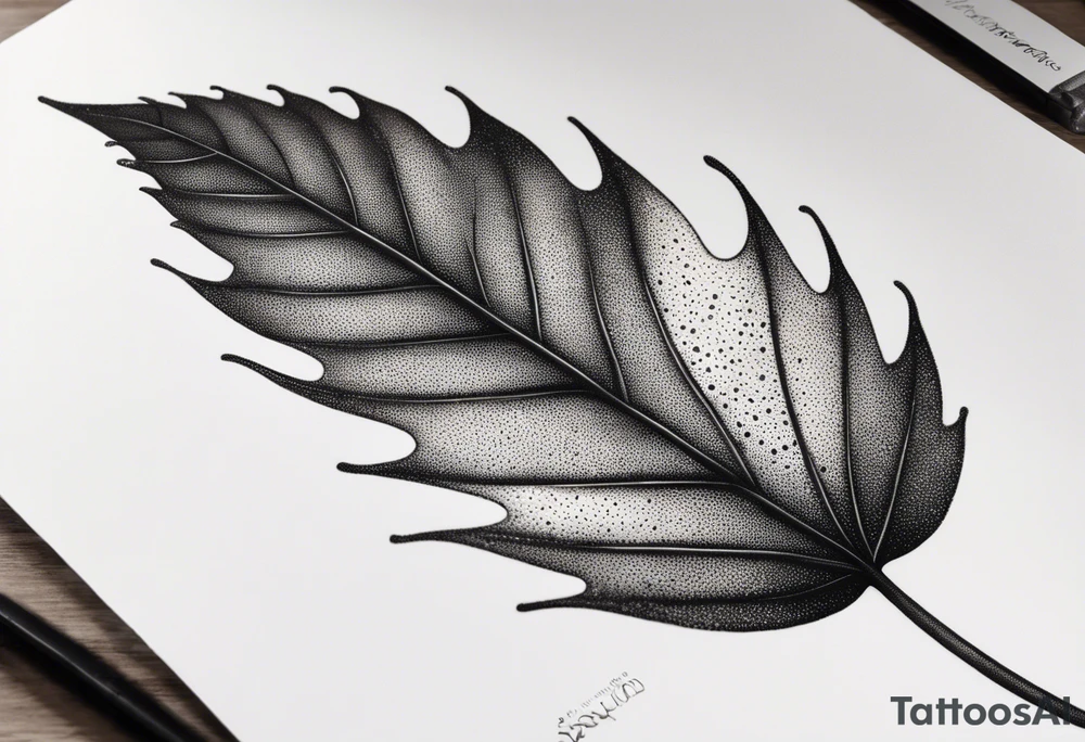 very simple design of leaves with flow , white background tattoo idea