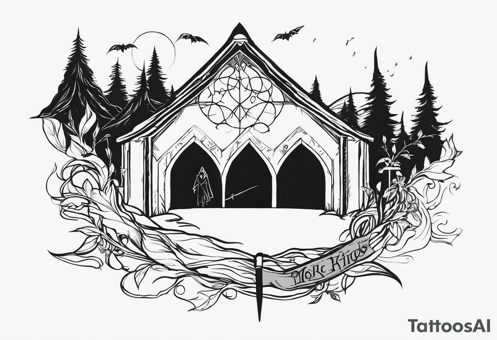 Lord of the rings and Harry Potter movie mashup. Small and simple. Hobbit door hole, wands, elvish writing, deathly hallows tattoo idea