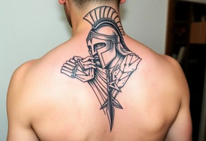 Spartan warrior protecting, guiding, leading, and defining the path for the ones he loves tattoo idea