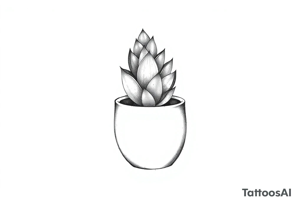 cute cacti and succulent in a pot tattoo idea