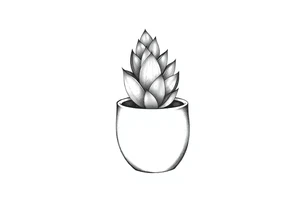 cute cacti and succulent in a pot tattoo idea