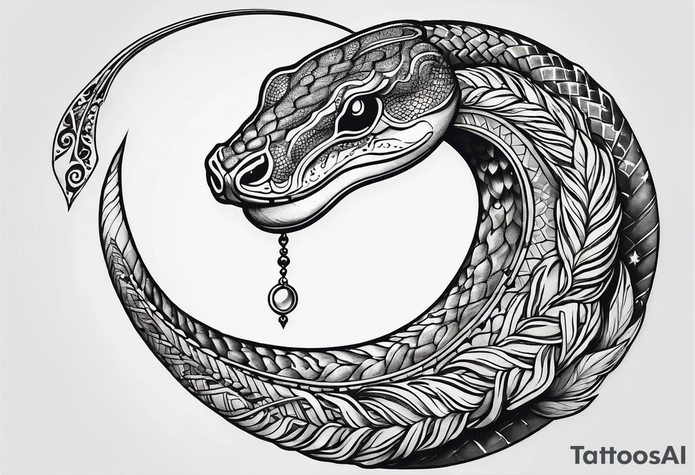 snake as a crescent moon tattoo idea