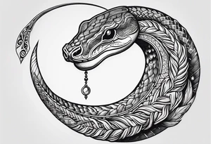 snake as a crescent moon tattoo idea