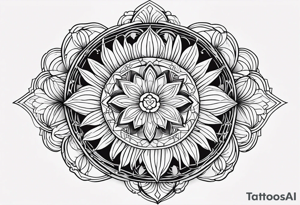 Forearm mandala design for Virgo zodiac sign and tulips tattoo idea