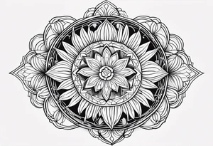 Forearm mandala design for Virgo zodiac sign and tulips tattoo idea