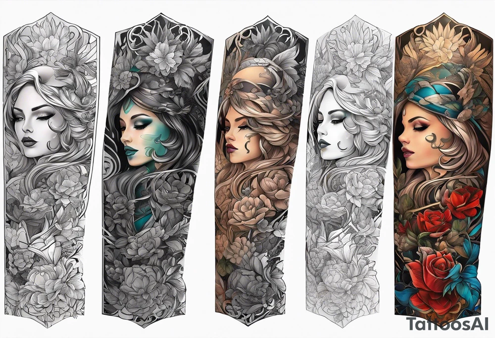 Full leg tattoo sleeve square tattoo idea
