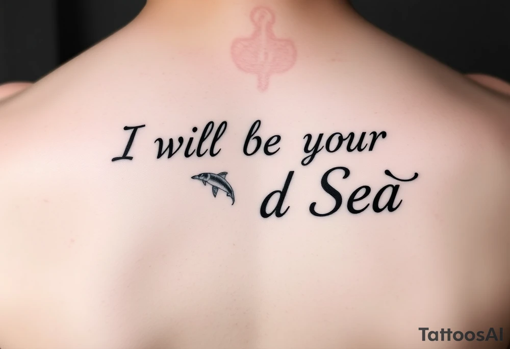 Feminine fine line tattoo representing the following quote “I will be your Dead Sea”. Black lines only. Use pics that represent the sea tattoo idea
