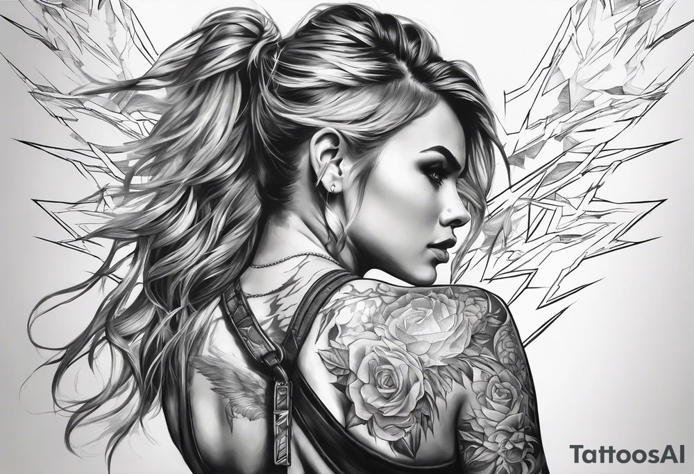 Lightning across the back tattoo idea