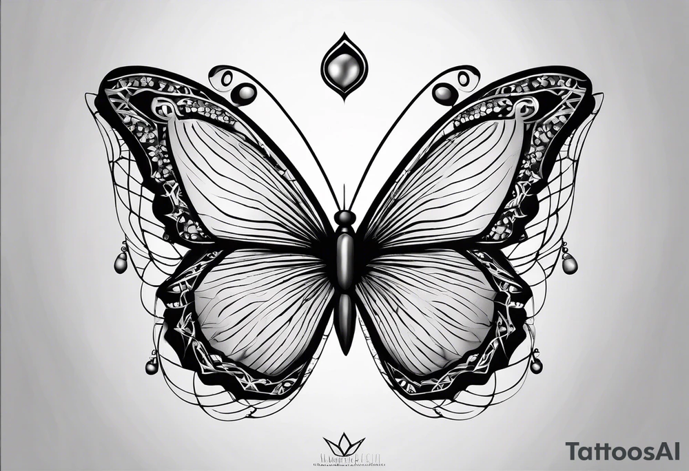 Butterfly on indra’s net background tattoo idea