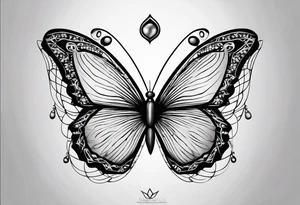 Butterfly on indra’s net background tattoo idea