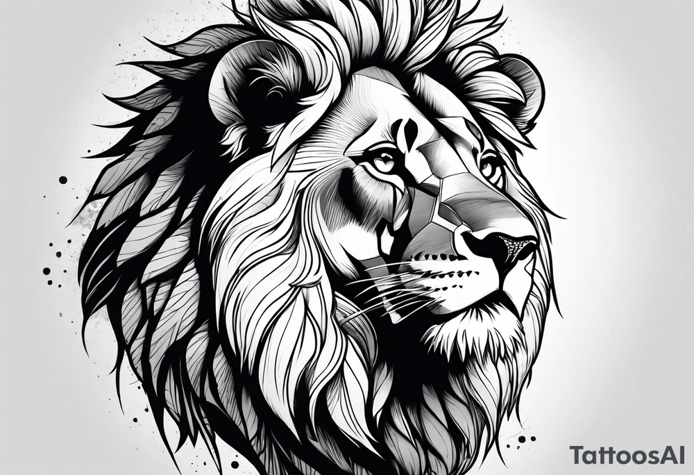 one king lion roaring tattoo idea