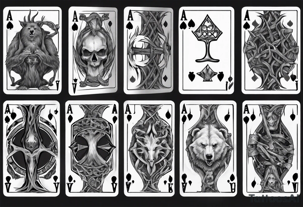 Gondor, Yggdrasil, bears, playing cards Aces and Eights tattoo idea