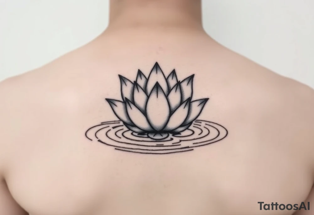 serene lotus flower emerging from sacred waters with ripples tattoo idea