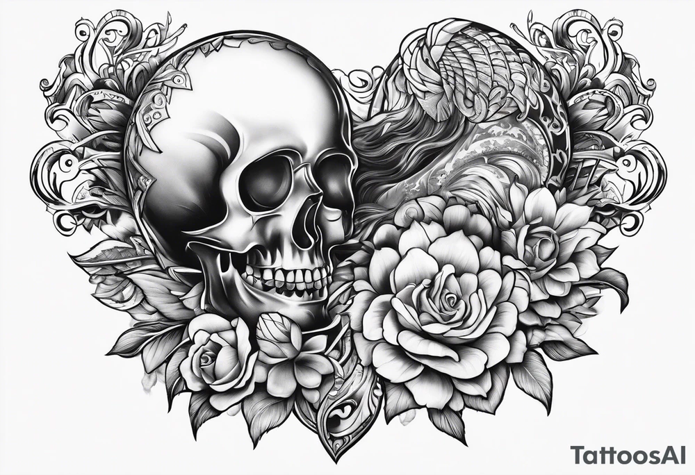 corazon con mar y sol tattoo idea