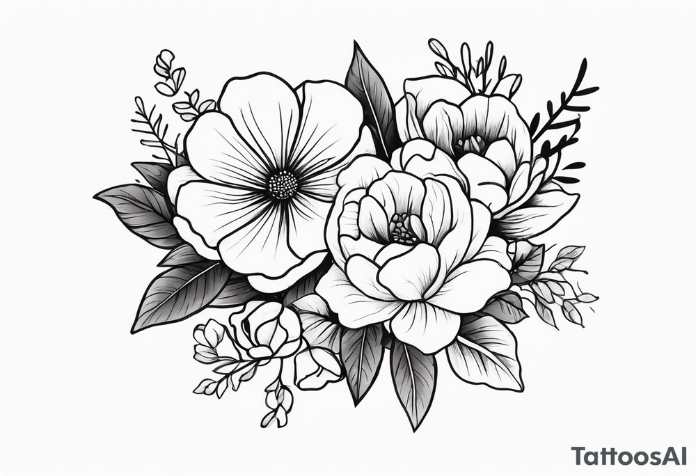 flower bouquet tattoo idea