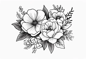 flower bouquet tattoo idea