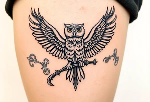 Celtic work and owls tattoo idea