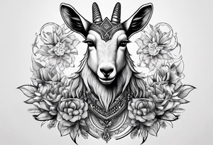 Shoulder/chest tattoo that is Half Goat, Half Kangaroo and has a Yemeni Dagger tattoo idea