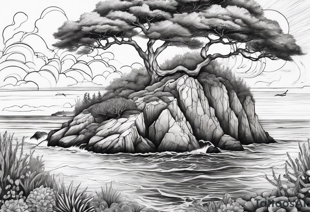 calm but great ocean and cliffs and sky and trees and underwater life tattoo idea calm but great ocean and cliffs and sky and trees and underwater life tattoo idea