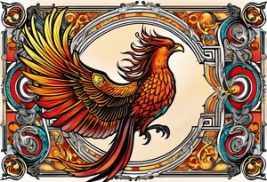 russian firebird phoenix in-flight with very long fancy tail "Isaiah 43: 18-19" tattoo idea