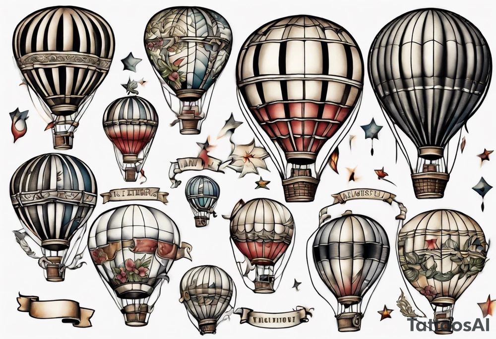 hot air balloon with a ladder tattoo idea