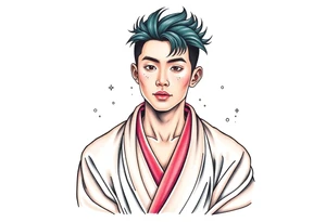 Handsome Asian young guy wearing robe tattoo idea