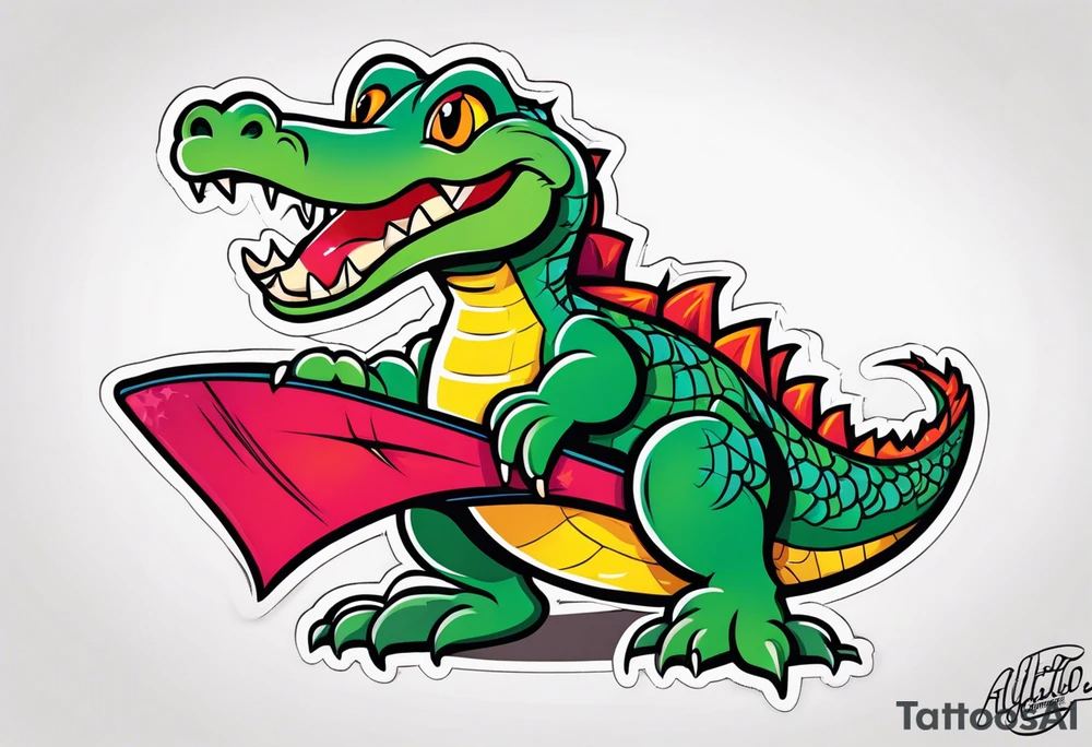 Pin up alligator tattoo idea