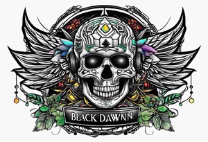 black dawn holdings logo for cyber security hacker company drugs and pills tattoo idea