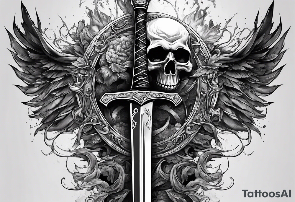 nemesis sword scary blood hell tattoo idea