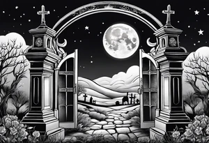 graveyard with moon tattoo idea