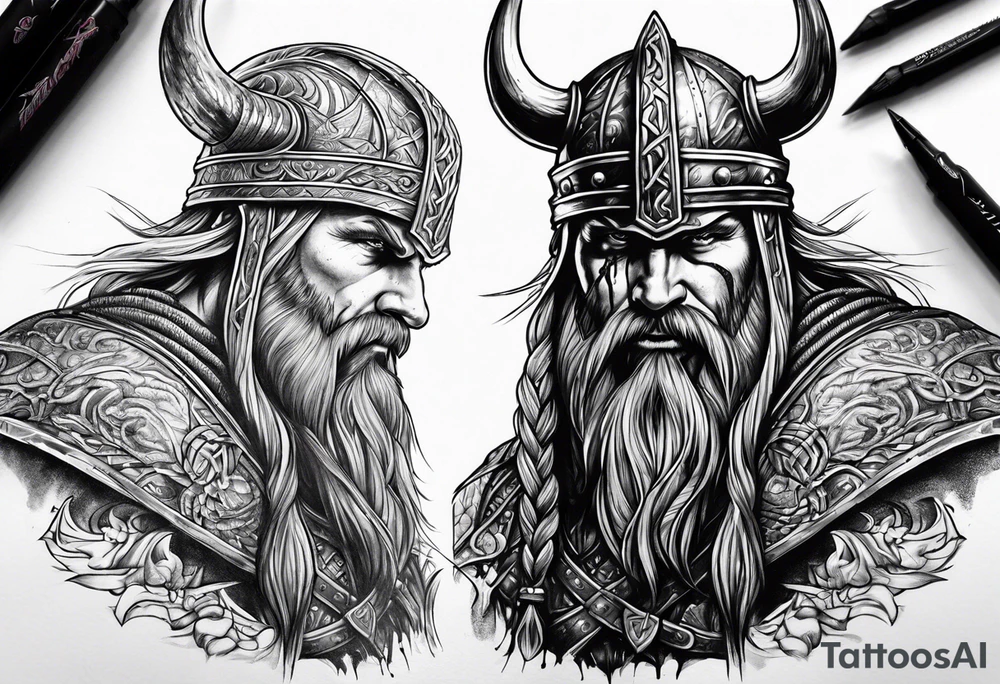 Viking warrior bleeding to death tattoo idea