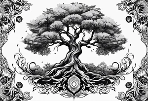yggdrasil s ptákem tattoo idea