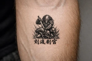 predator killing alien with the kirisute gomen below tattoo idea