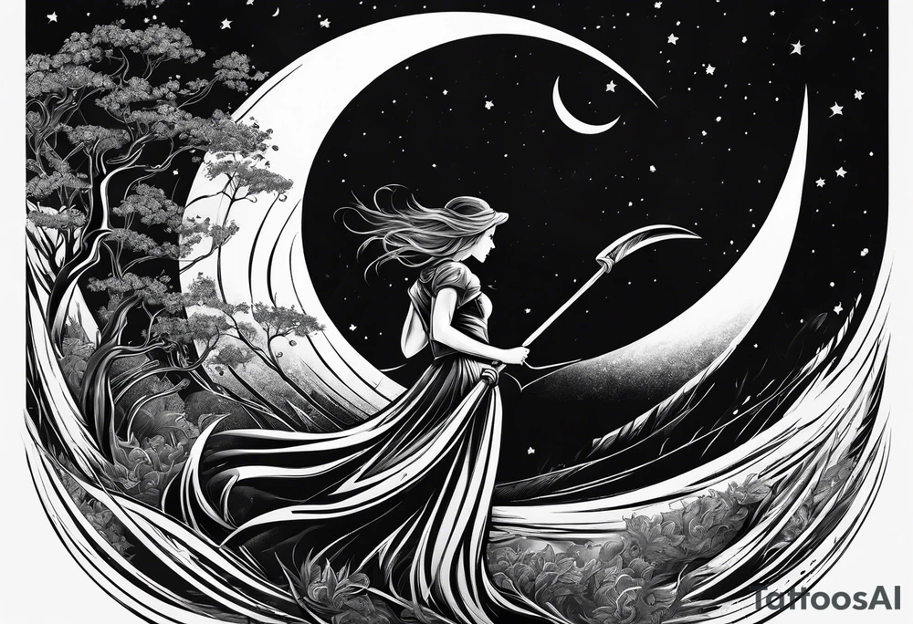 Scythe moon tattoo idea