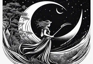 Scythe moon tattoo idea