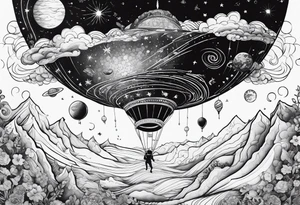 Man falling from space to earth tattoo idea