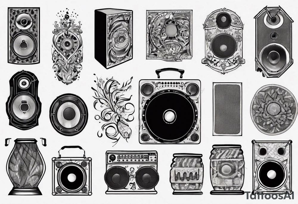 speaker, music staff tattoo idea