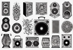 speaker, music staff tattoo idea