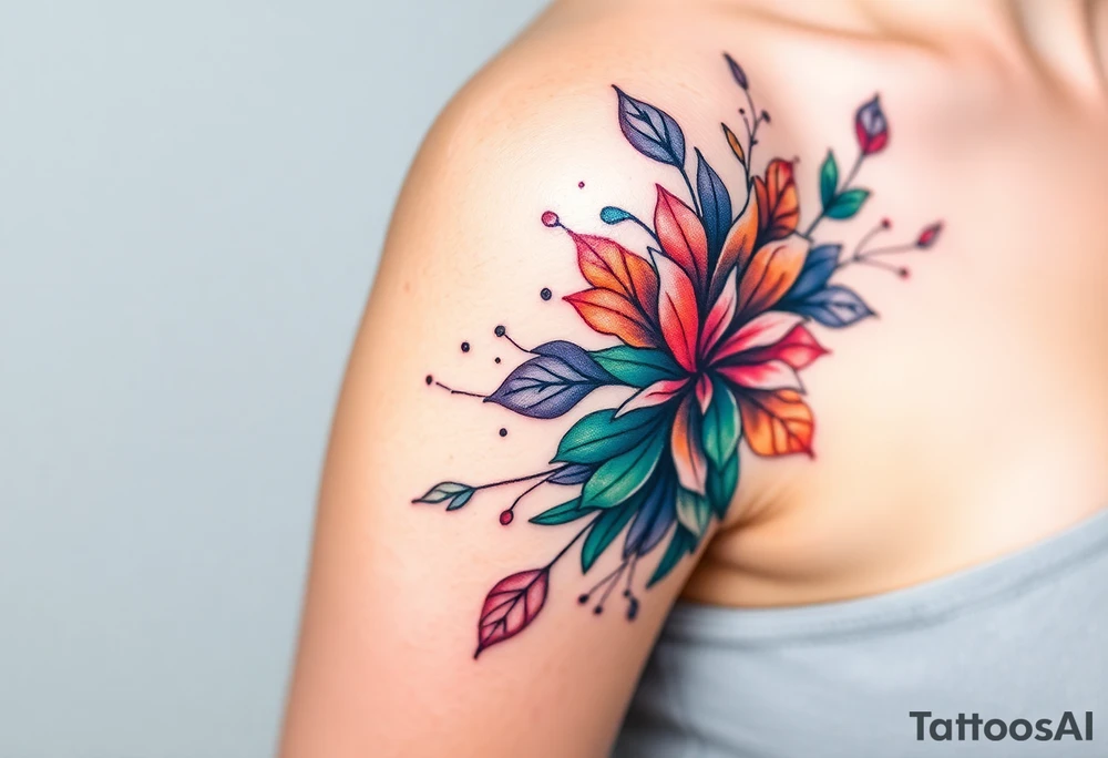 A tatuagem deve expressar força, liberdade e conexão com a multiplicidade da vida, incorporando elementos abstratos e fluidos, com linhas que sugiram movimento e transformação contínua. Evite clichês e busque um design original e significativo. Utilize técnicas de miimalismo, pontilhismo e aquarela. tattoo idea