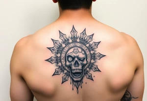 zombie Aztec sun calendar eating 
a zombie gases tattoo idea