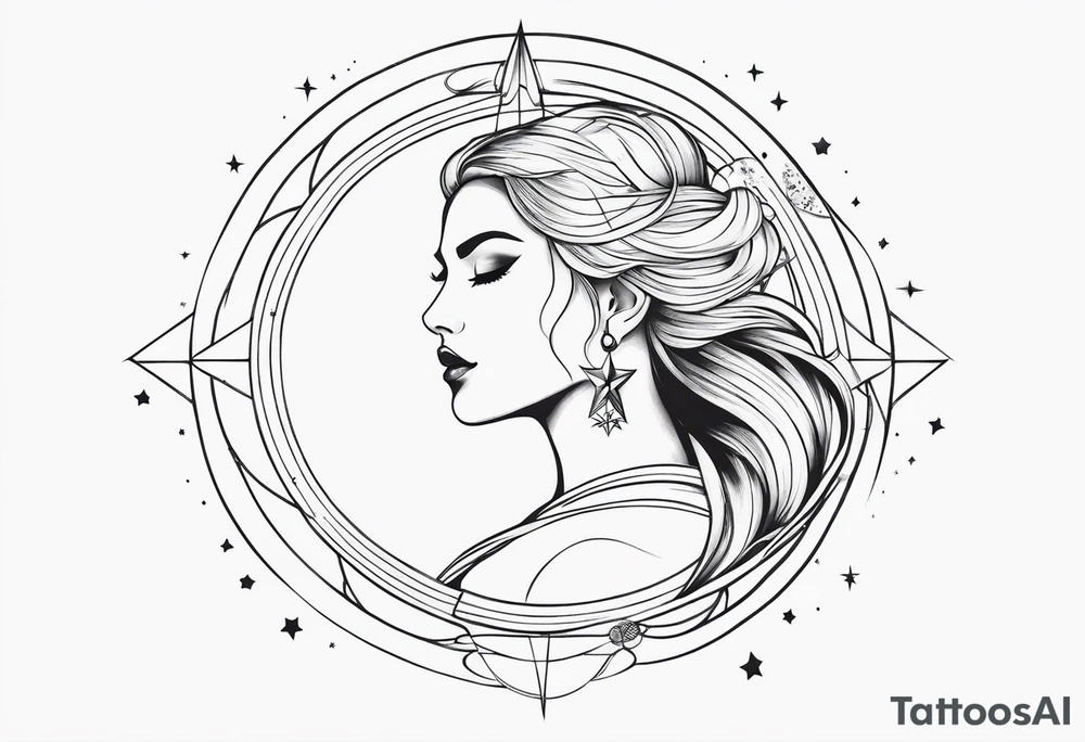 Feminine goddess of stars inspired upper sleeve tattoo tattoo idea